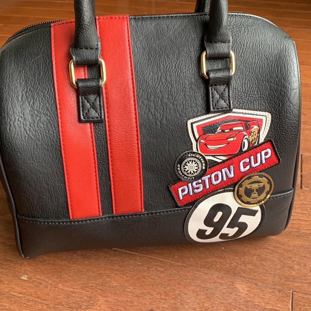 Disney Black and Red Lightning McQueen Piston Cup Handbag - Picture 2 of 15